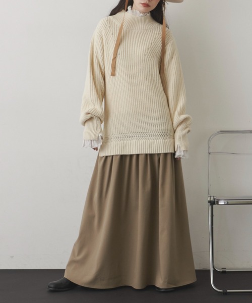 Libra Cue（リブラ キュー）の「ドッキングニットワンピース（ワンピース・レディース・ネイビー/アイボリー・FREE）」の3枚目の写真