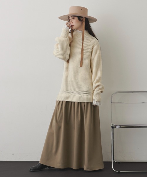 Libra Cue（リブラ キュー）の「ドッキングニットワンピース（ワンピース・レディース・ネイビー/アイボリー・FREE）」の4枚目の写真