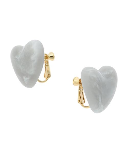 Green　Parks（グリーンパークス）の「・HALF TIME ハートイヤリング（イヤリング・レディース・ブラウン/アイボリー/グレー・FREE）」の5枚目の写真