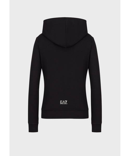 EMPORIO ARMANI EA7（エンポリオアルマーニイーエーセブン）の「【エンポリオ アルマーニ EA7】Shiny フード付きスウェットシャツ ストレッチコットン製（スウェット・レディース・ブラック系その他・LARGE/MEDIUM/SMALL/X-SMALL）」の2枚目の写真