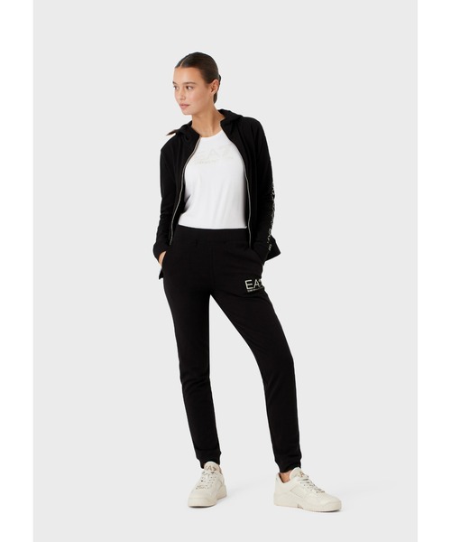 EMPORIO ARMANI EA7（エンポリオアルマーニイーエーセブン）の「【エンポリオ アルマーニ EA7】Shiny フード付きスウェットシャツ ストレッチコットン製（スウェット・レディース・ブラック系その他・LARGE/MEDIUM/SMALL/X-SMALL）」の4枚目の写真