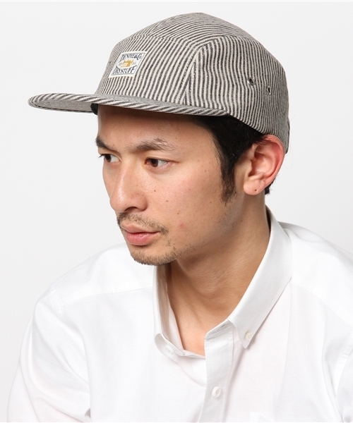 Denime（ドゥニーム）の「OVER DYE DENIM JET CAP/オーバーダイデニムジェットキャップ（キャップ・メンズ・インディゴブルー/ストライプ・FREE）」の3枚目の写真