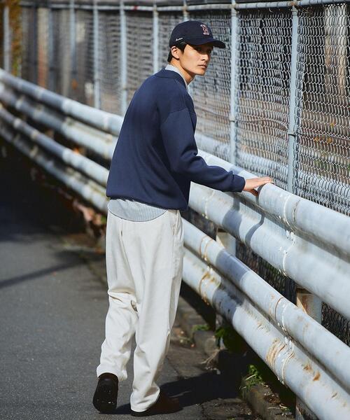 green label relaxing(グリーンレーベルリラクシング)の「TRカルゼ 2プリーツ テーパード パンツ -ストレッチ-(その他パンツ・メンズ・ネイビー/オフホワイト・S/M/L)」の4枚目の写真