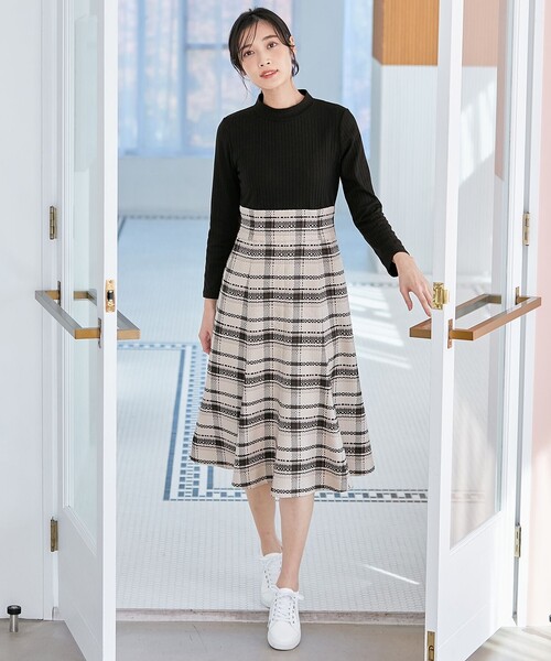 ANY SIS(エニィスィス)の「【洗える】チェックジャガードコンビ ワンピース(ワンピース・レディース・ライラック系3/ブラック系3・2/3/1)」の14枚目の写真