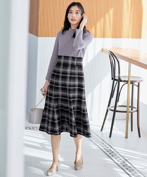 ANY SIS(エニィスィス)の「【洗える】チェックジャガードコンビ ワンピース(ワンピース・レディース・ライラック系3/ブラック系3・2/3/1)」の12枚目の写真