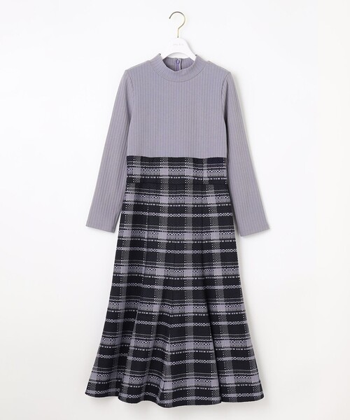 ANY SIS(エニィスィス)の「【洗える】チェックジャガードコンビ ワンピース(ワンピース・レディース・ライラック系3/ブラック系3・2/3/1)」の10枚目の写真