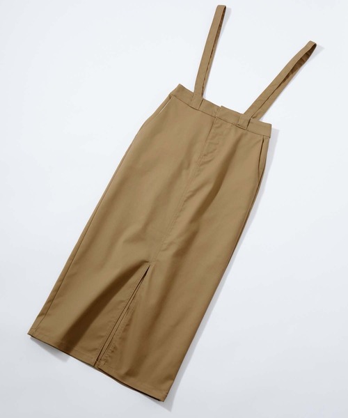 Dickies(ディッキーズ)の「Dickies/ディッキーズ ストレッチツイルサスペンダー付きロングスカート(スカート・レディース・ブラック/ネイビー/ベージュ/ストライプ/ベージュ系/パープル/グリーン・M/L)」の18枚目の写真
