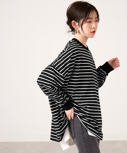 CHAN ME（チャンミ）の「ビッグシルエットボーダープルオーバー（Tシャツ/カットソー・レディース・ホワイト×ブラック/ブラック×ホワイト・MEDIUM/LARGE/X-LARGE）」の4枚目の写真