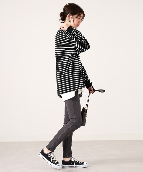 CHAN ME（チャンミ）の「ビッグシルエットボーダープルオーバー（Tシャツ/カットソー・レディース・ホワイト×ブラック/ブラック×ホワイト・MEDIUM/LARGE/X-LARGE）」の11枚目の写真