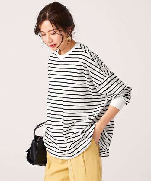 CHAN ME（チャンミ）の「ビッグシルエットボーダープルオーバー（Tシャツ/カットソー・レディース・ホワイト×ブラック/ブラック×ホワイト・MEDIUM/LARGE/X-LARGE）」の16枚目の写真