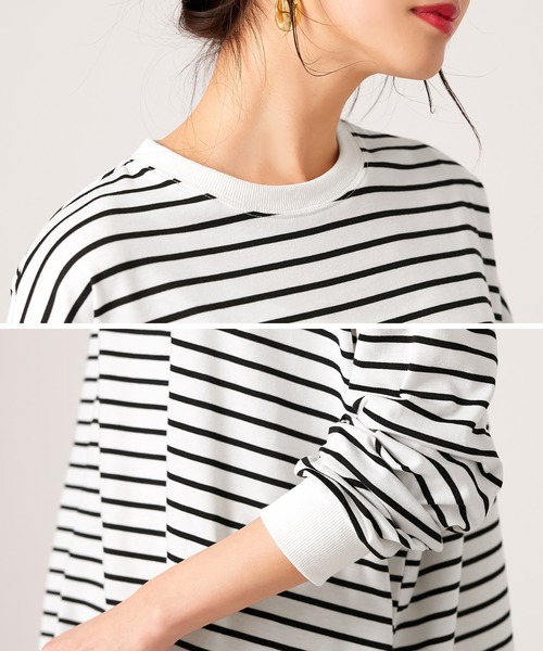 CHAN ME（チャンミ）の「ビッグシルエットボーダープルオーバー（Tシャツ/カットソー・レディース・ホワイト×ブラック/ブラック×ホワイト・MEDIUM/LARGE/X-LARGE）」の18枚目の写真