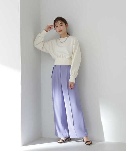 NATURAL BEAUTY BASIC（ナチュラルビューティーベーシック）の「クロップド丈裏毛プルオーバー（スウェット・レディース・ピンク/ラベンダー/オフホワイト・FREE）」の19枚目の写真