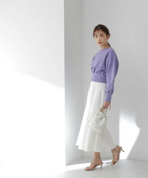 NATURAL BEAUTY BASIC（ナチュラルビューティーベーシック）の「クロップド丈裏毛プルオーバー（スウェット・レディース・ピンク/ラベンダー/オフホワイト・FREE）」の7枚目の写真