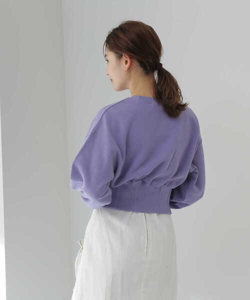 NATURAL BEAUTY BASIC（ナチュラルビューティーベーシック）の「クロップド丈裏毛プルオーバー（スウェット・レディース・ピンク/ラベンダー/オフホワイト・FREE）」の10枚目の写真