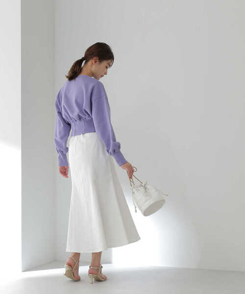 NATURAL BEAUTY BASIC（ナチュラルビューティーベーシック）の「クロップド丈裏毛プルオーバー（スウェット・レディース・ピンク/ラベンダー/オフホワイト・FREE）」の18枚目の写真