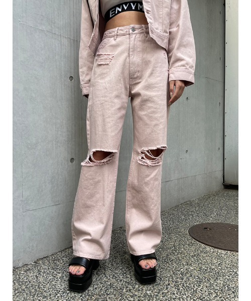 ENVYM（アンビー）の「ダメージCOLORPT（その他パンツ・レディース・ピンク/ホワイト/ブラック・SMALL/MEDIUM）」の3枚目の写真