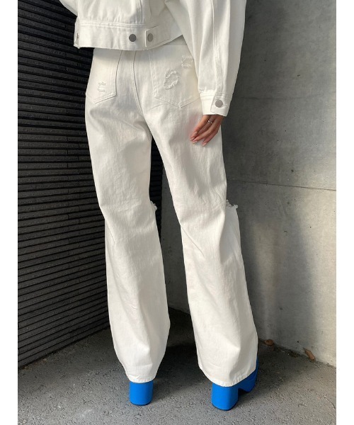 ENVYM（アンビー）の「ダメージCOLORPT（その他パンツ・レディース・ピンク/ホワイト/ブラック・SMALL/MEDIUM）」の4枚目の写真