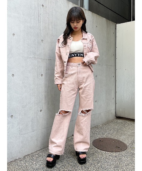 ENVYM（アンビー）の「ダメージCOLORPT（その他パンツ・レディース・ピンク/ホワイト/ブラック・SMALL/MEDIUM）」の6枚目の写真