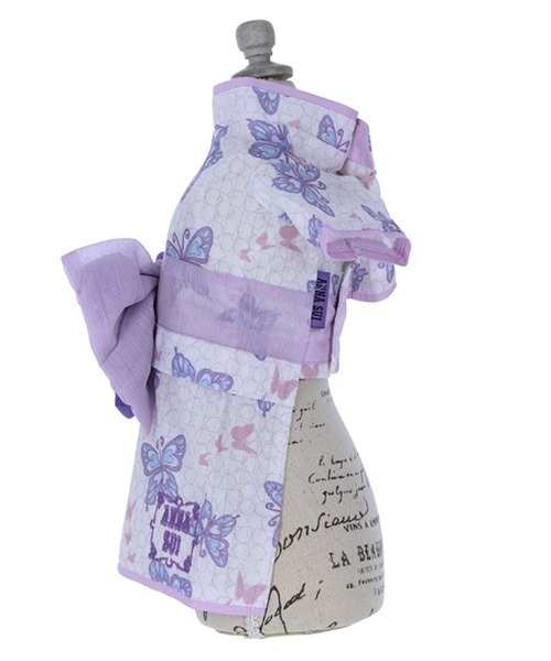 浴衣 アナスイ ANNA SUI 花柄 歯車 オリエンタル 紫 パープル 浴衣