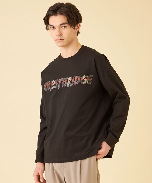 CB CRESTBRIDGE（シービークレストブリッジ）の「レイヤーチェックロゴグラフィックロンT（Tシャツ/カットソー・メンズ・ブラック/オフホワイト・XL/L/M）」の2枚目の写真