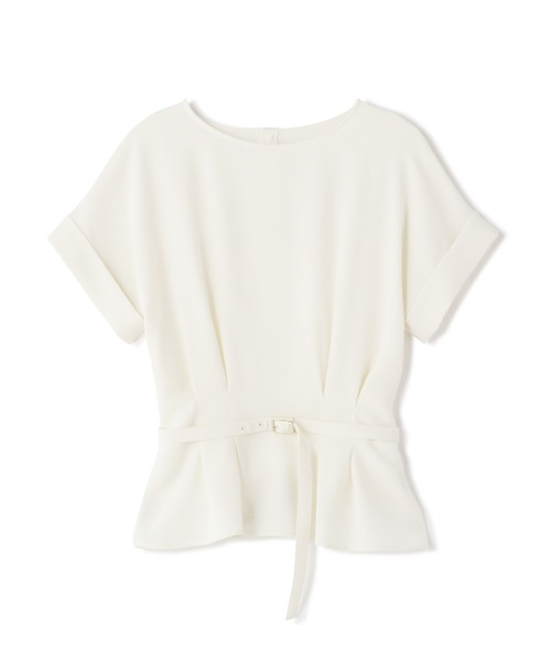 【WEB限定】◆ボートネックペプラム半袖ブラウス