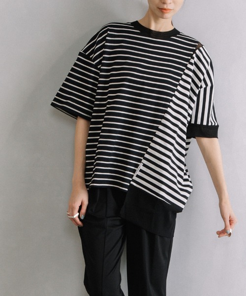 MARECHAL TERRE(マルシャルテル)の「ボーダージョイントトップス(Tシャツ/カットソー・レディース・ブラック系/ネイビー系/ブラウン系・MEDIUM)」の2枚目の写真