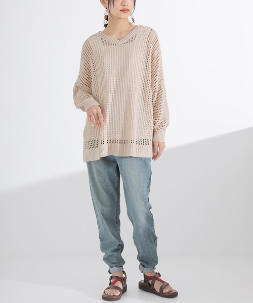 n'OrLABEL（ノアールレーベル）の「【廃盤】『前後2wayメッシュドルマンニット』（ニット/セーター・レディース・オレンジ/ネイビー/ライトグリーン/ナチュラル/ブラック・FREE）」の10枚目の写真