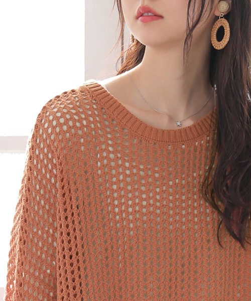 n'OrLABEL（ノアールレーベル）の「【廃盤】『前後2wayメッシュドルマンニット』（ニット/セーター・レディース・オレンジ/ネイビー/ライトグリーン/ナチュラル/ブラック・FREE）」の15枚目の写真