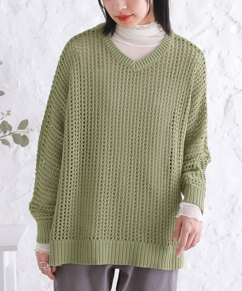 n'OrLABEL（ノアールレーベル）の「【廃盤】『前後2wayメッシュドルマンニット』（ニット/セーター・レディース・オレンジ/ネイビー/ライトグリーン/ナチュラル/ブラック・FREE）」の18枚目の写真