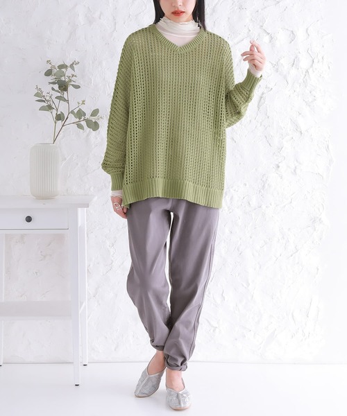 n'OrLABEL（ノアールレーベル）の「【廃盤】『前後2wayメッシュドルマンニット』（ニット/セーター・レディース・オレンジ/ネイビー/ライトグリーン/ナチュラル/ブラック・FREE）」の19枚目の写真