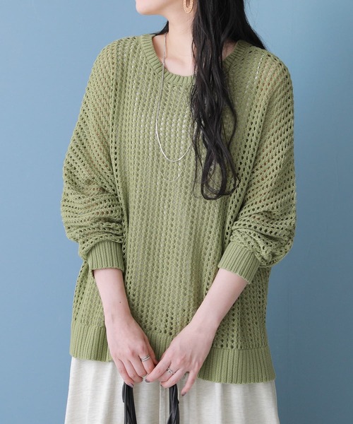 n'OrLABEL（ノアールレーベル）の「【廃盤】『前後2wayメッシュドルマンニット』（ニット/セーター・レディース・オレンジ/ネイビー/ライトグリーン/ナチュラル/ブラック・FREE）」の20枚目の写真