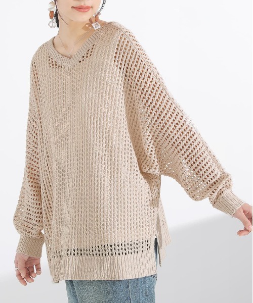 n'OrLABEL（ノアールレーベル）の「【廃盤】『前後2wayメッシュドルマンニット』（ニット/セーター・レディース・オレンジ/ネイビー/ライトグリーン/ナチュラル/ブラック・FREE）」の8枚目の写真