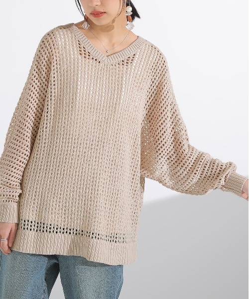 n'OrLABEL（ノアールレーベル）の「【廃盤】『前後2wayメッシュドルマンニット』（ニット/セーター・レディース・オレンジ/ネイビー/ライトグリーン/ナチュラル/ブラック・FREE）」の9枚目の写真