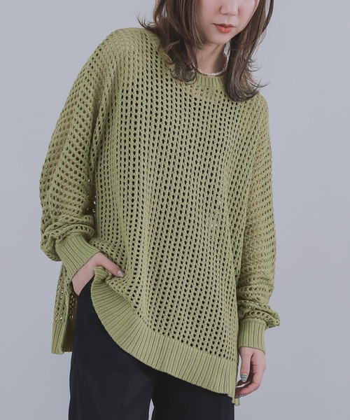 n'OrLABEL（ノアールレーベル）の「【廃盤】『前後2wayメッシュドルマンニット』（ニット/セーター・レディース・オレンジ/ネイビー/ライトグリーン/ナチュラル/ブラック・FREE）」の6枚目の写真