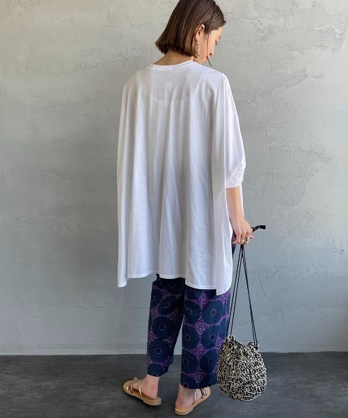 mizuiroind（ミズイロインド）の「[mizuiro ind/ミズイロインド] ワイドシルエット コクーンTシャツ（Tシャツ/カットソー・レディース・ブラック/オフホワイト/グリーン・F）」の6枚目の写真