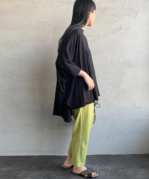 mizuiroind（ミズイロインド）の「[mizuiro ind/ミズイロインド] ワイドシルエット コクーンTシャツ（Tシャツ/カットソー・レディース・ブラック/オフホワイト/グリーン・F）」の13枚目の写真