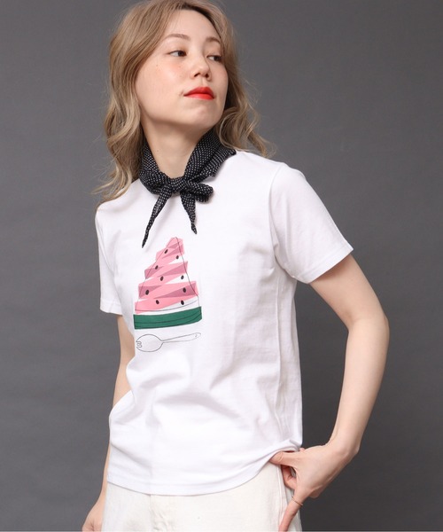 peu pres（プープレ）の「すいかTシャツ（Tシャツ/カットソー・レディース・ホワイト・FREE）」の2枚目の写真