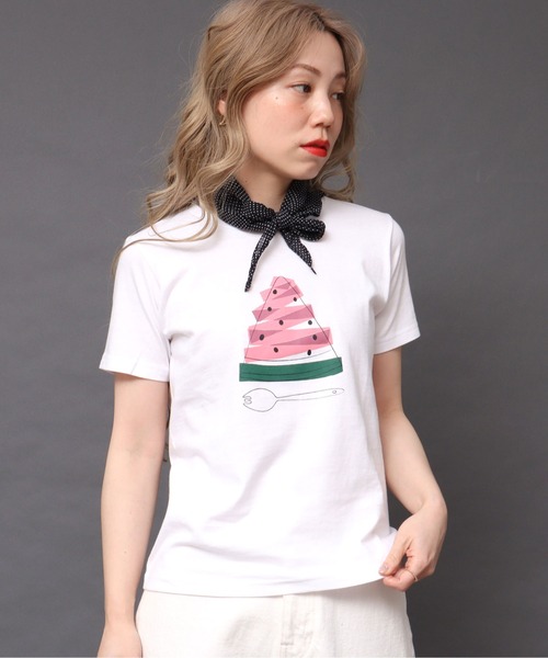 peu pres（プープレ）の「すいかTシャツ（Tシャツ/カットソー・レディース・ホワイト・FREE）」の4枚目の写真