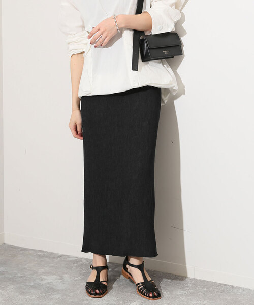 SLOBE IENA(スローブイエナ)の「シャーリングタイトスカート(スカート・レディース・ブラック/アイボリー・FREE)」の1枚目の写真