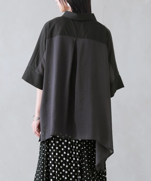 osharewalker（オシャレウォーカー）の「【廃盤】『異素材シアーアシメシャツ』（シャツ/ブラウス・レディース・ブラック・FREE）」の12枚目の写真