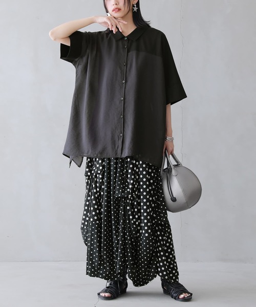 osharewalker（オシャレウォーカー）の「【廃盤】『異素材シアーアシメシャツ』（シャツ/ブラウス・レディース・ブラック・FREE）」の22枚目の写真