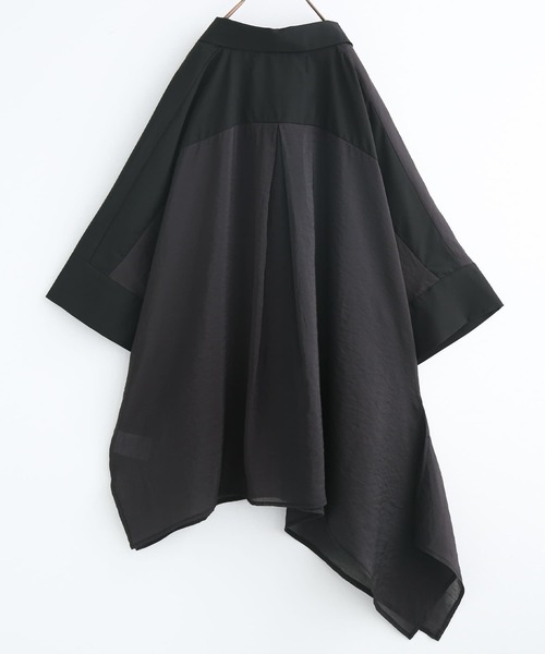 osharewalker（オシャレウォーカー）の「【廃盤】『異素材シアーアシメシャツ』（シャツ/ブラウス・レディース・ブラック・FREE）」の10枚目の写真