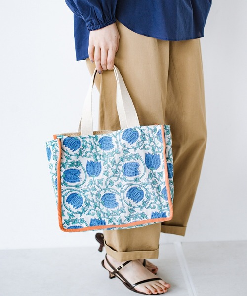 haco!（ハコ）の「【jou jou lier】ジュート仕切りバッグ（トートバッグ・レディース・ベージュ系その他/ブルー系その他/グレー系その他/ピンク系その他・ONE SIZE）」の12枚目の写真