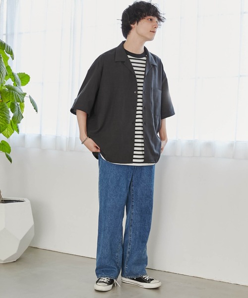 WEGO（ウィゴー）の「WEGO/【セットアップ対応】リネンライク オープンカラーBIGシャツ（シャツ/ブラウス・メンズ・スミクロ/ベージュ・MEDIUM/LARGE）」の11枚目の写真