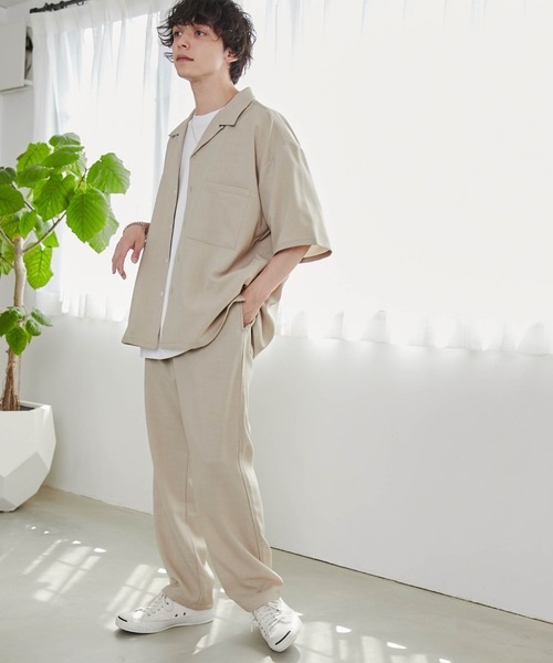 WEGO（ウィゴー）の「WEGO/【セットアップ対応】リネンライク オープンカラーBIGシャツ（シャツ/ブラウス・メンズ・スミクロ/ベージュ・MEDIUM/LARGE）」の12枚目の写真