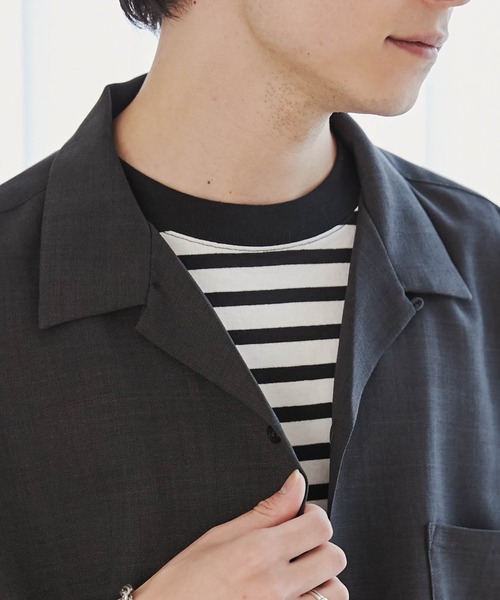 WEGO（ウィゴー）の「WEGO/【セットアップ対応】リネンライク オープンカラーBIGシャツ（シャツ/ブラウス・メンズ・スミクロ/ベージュ・MEDIUM/LARGE）」の13枚目の写真