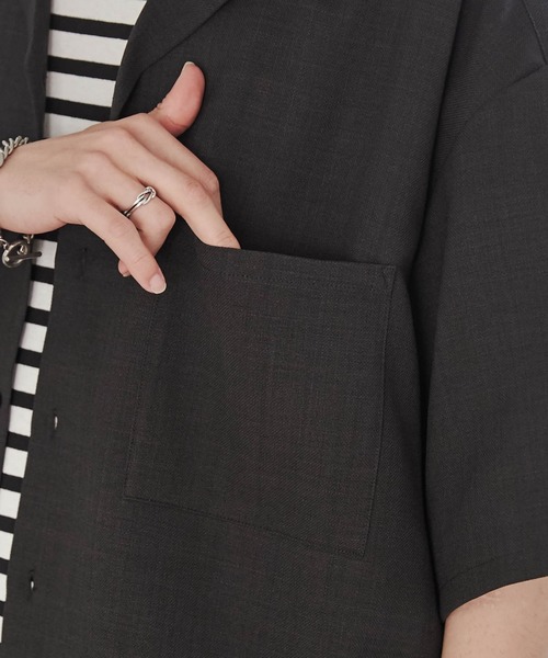 WEGO（ウィゴー）の「WEGO/【セットアップ対応】リネンライク オープンカラーBIGシャツ（シャツ/ブラウス・メンズ・スミクロ/ベージュ・MEDIUM/LARGE）」の14枚目の写真