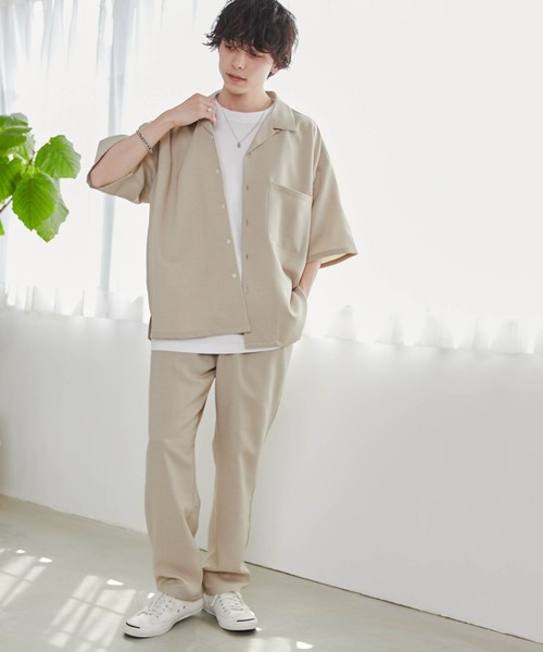 WEGO（ウィゴー）の「WEGO/【セットアップ対応】リネンライク オープンカラーBIGシャツ（シャツ/ブラウス・メンズ・スミクロ/ベージュ・MEDIUM/LARGE）」の9枚目の写真