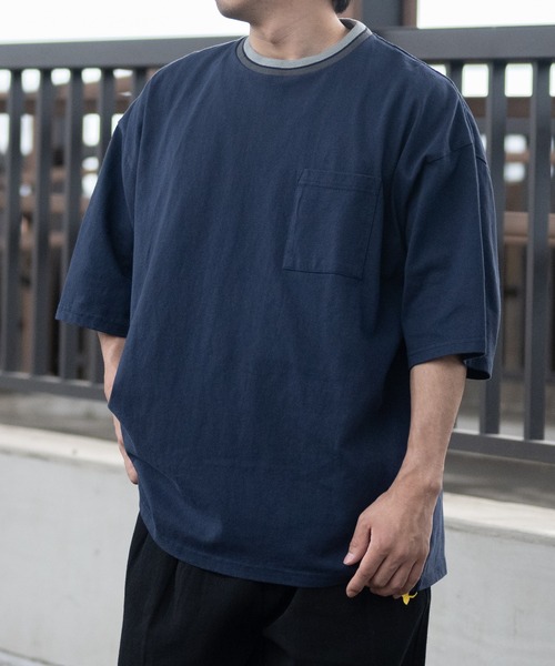 JOHN'S CLOSET(ジョンズクローゼット)の「【h】〔Goodwear〕USAコットン ラインリブ ポケット付き S/S SUPER BIG TEE(Tシャツ/カットソー・メンズ・杢グレー/ホワイト/ブラック/イエロー/カーキ/ネイビー・LARGE/X-LARGE/MEDIUM)」の5枚目の写真