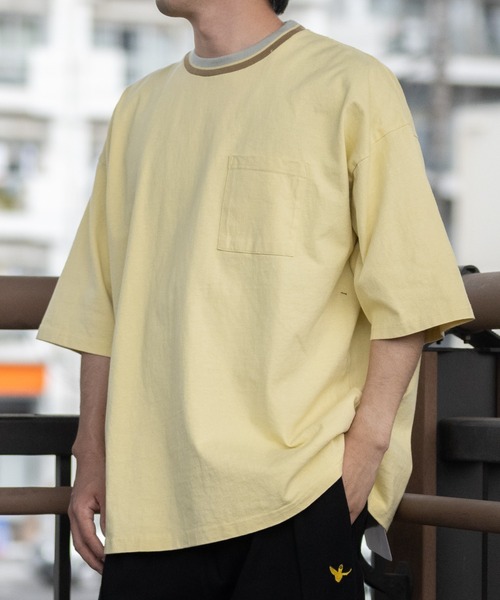 JOHN'S CLOSET(ジョンズクローゼット)の「【h】〔Goodwear〕USAコットン ラインリブ ポケット付き S/S SUPER BIG TEE(Tシャツ/カットソー・メンズ・杢グレー/ホワイト/ブラック/イエロー/カーキ/ネイビー・LARGE/X-LARGE/MEDIUM)」の6枚目の写真